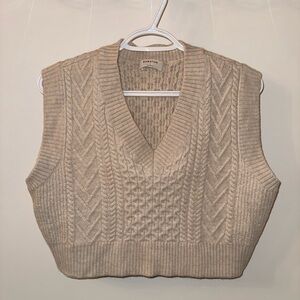 Babaton Beige V-Neck Sweater Vest